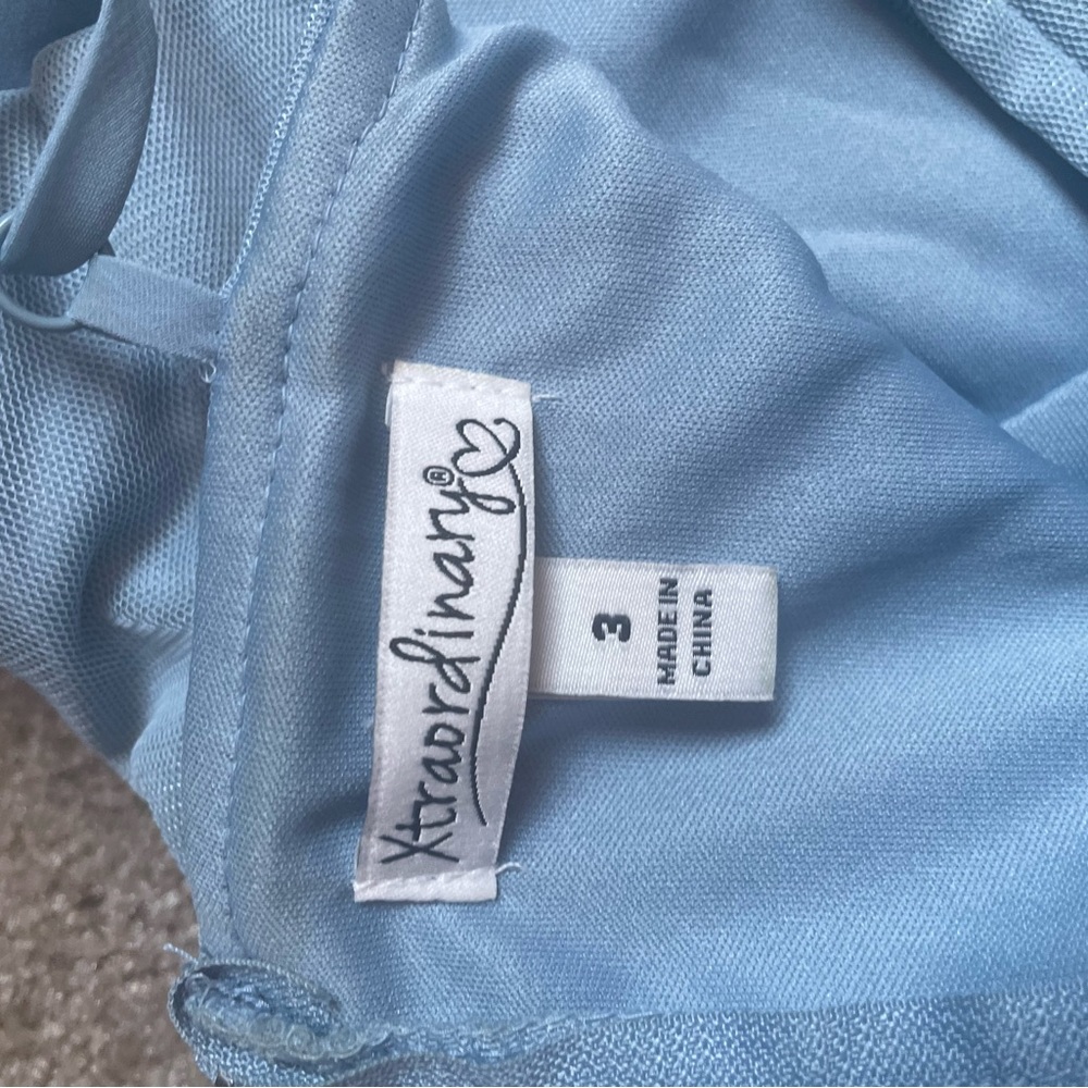 Blue Chiffon ruffle dress size 3 - Picture 3 of 5